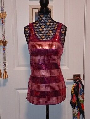 Majora purple sequin striped tank top